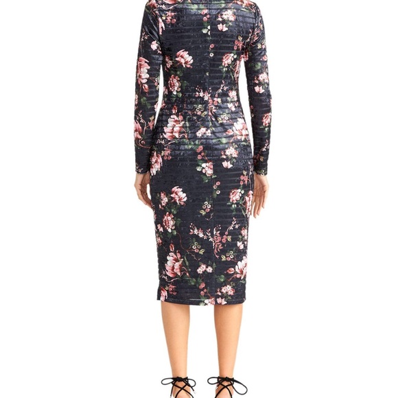 Rachel Roy Grey/Black Velvet Floral Cocktail Dress - Picture 3 of 10